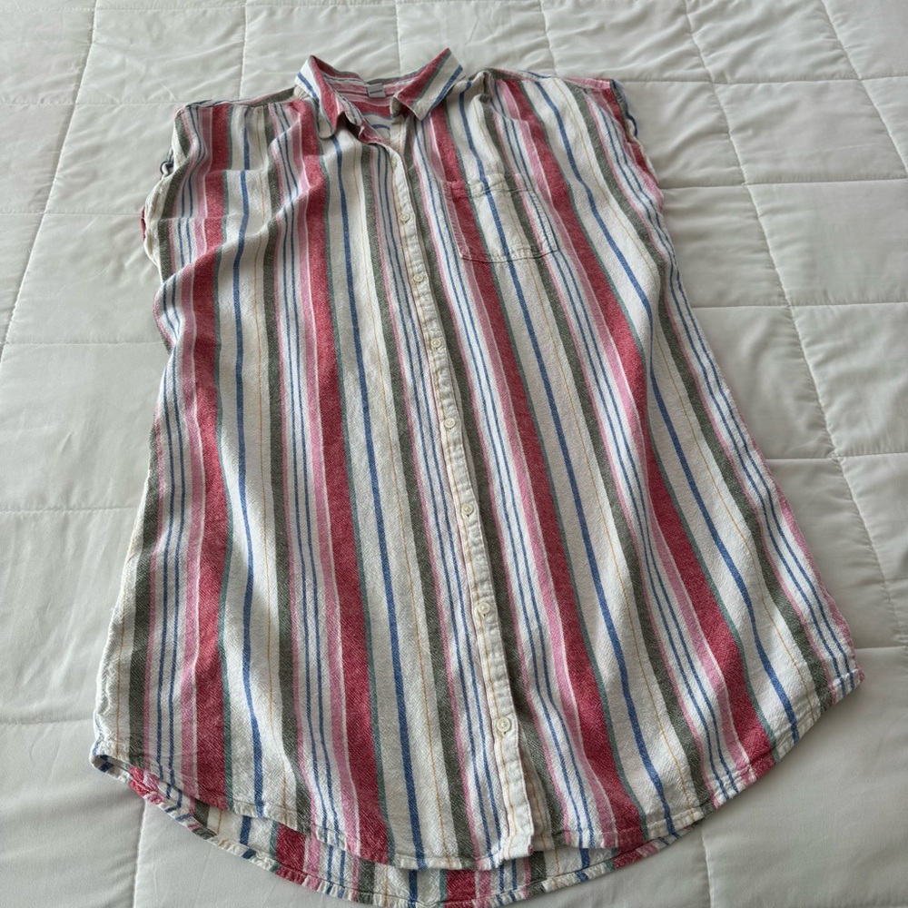 Old Navy Linen-Blend Striped Shirt Dress Size XL